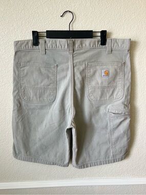 CARHARTT Rugged Flex Relaxed Fit 10” Dungaree Cargo Carpenter Shorts Mens 36 Tan